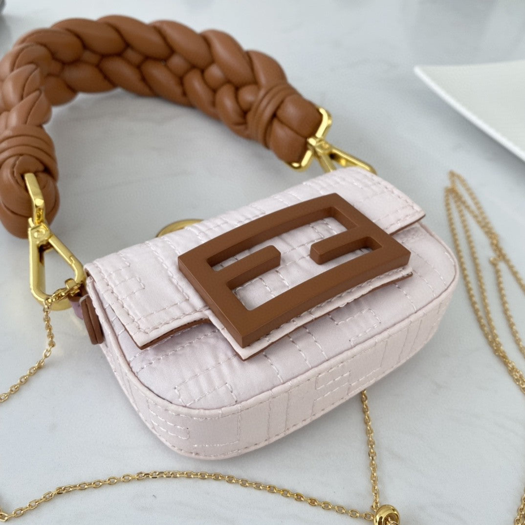 Top QualityTop Quality Nano Baguette Maxi Handle Pink and Brown Bag For Woman 6.5cm/2.5in