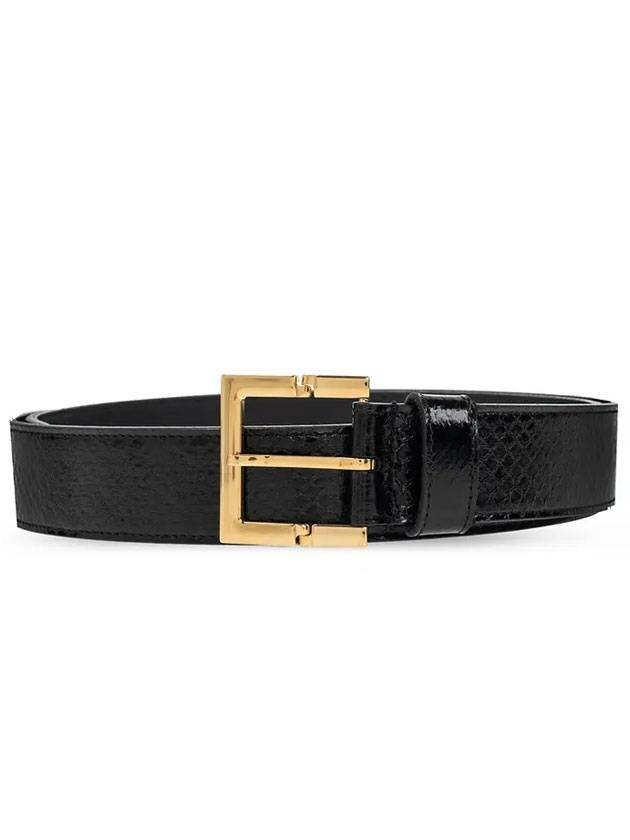 Luxury Saint Laurent Trending 2025 Snake Leather Belt Black