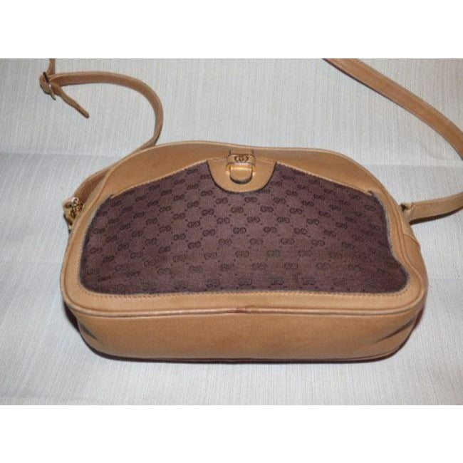 Gucci   Camel Leather And Brown Small G Logo Print