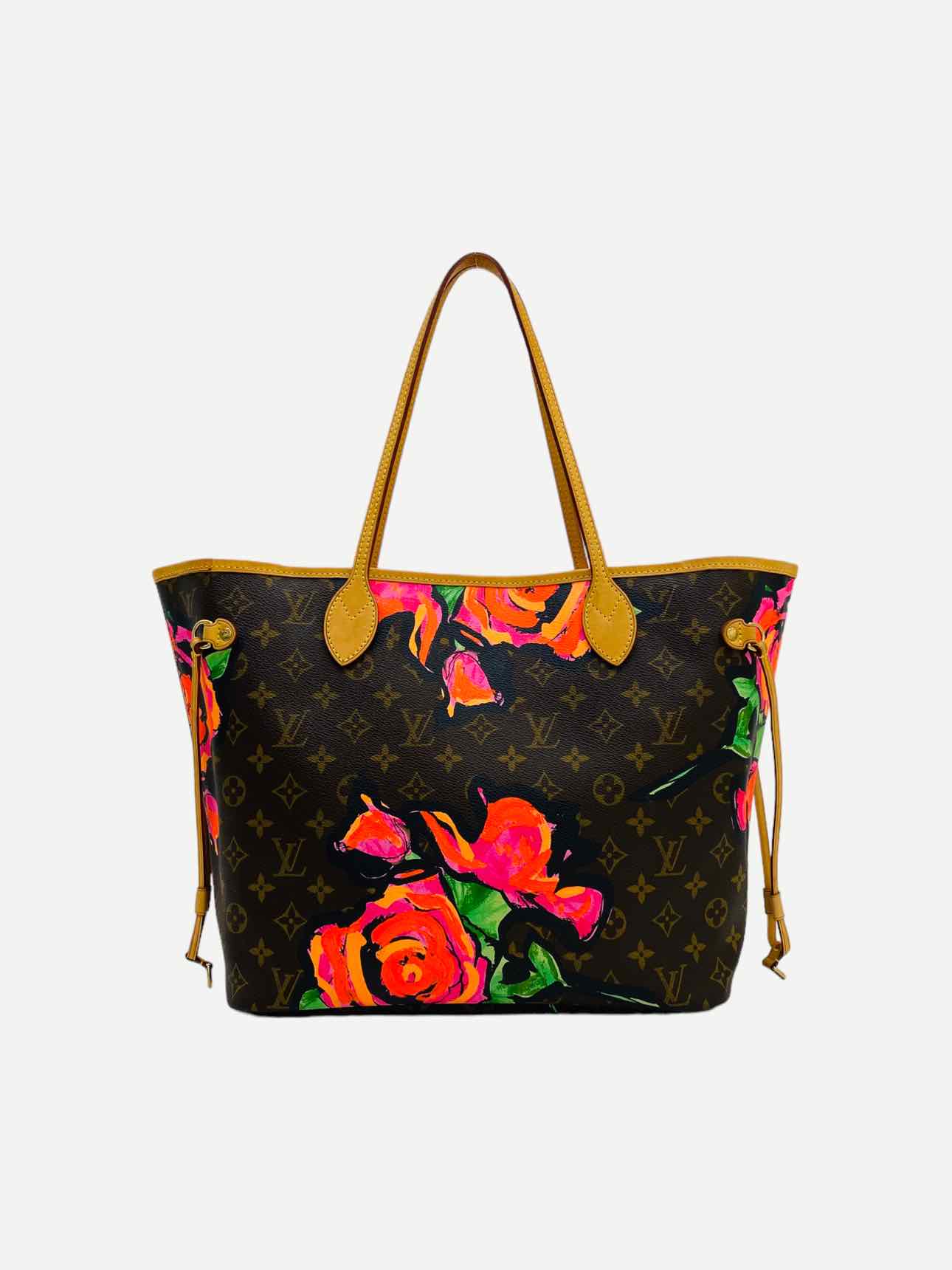 LOUIS VUITTON Roses Neverfull Brown & Pink Tote Bag