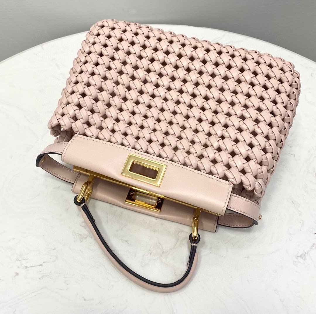 Top QualityTop Quality Peekaboo Mini Pale Pink Braided Bag For Woman 18cm/7in