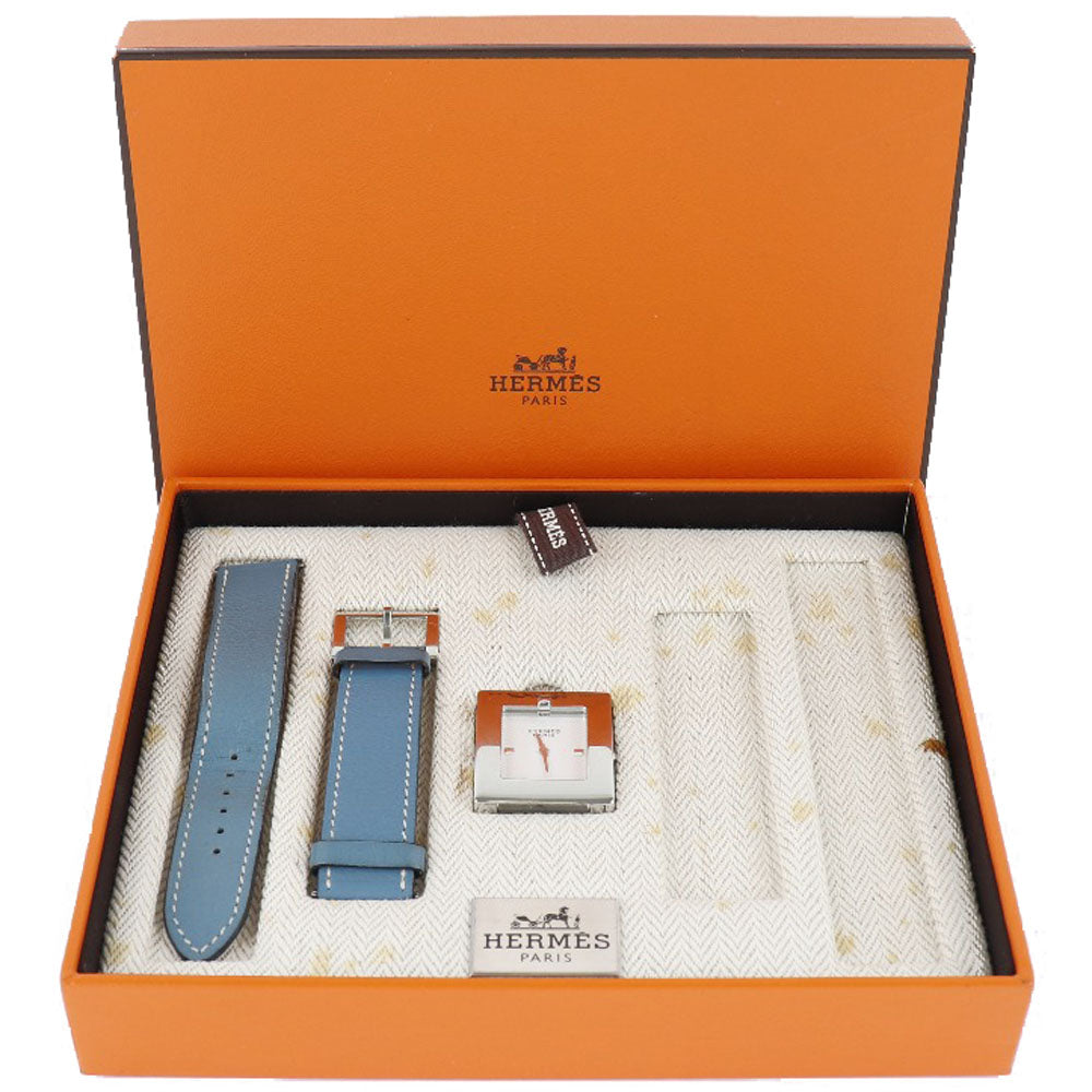 HERMES Watches Quartz BE1.210 Stainless Steel , Leather light blue Belt watch White dial Women  d