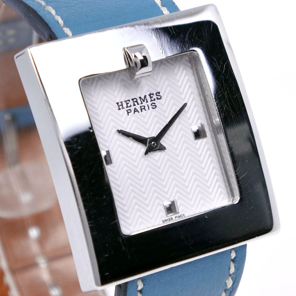 HERMES Watches Quartz BE1.210 Stainless Steel , Leather light blue Belt watch White dial Women  d