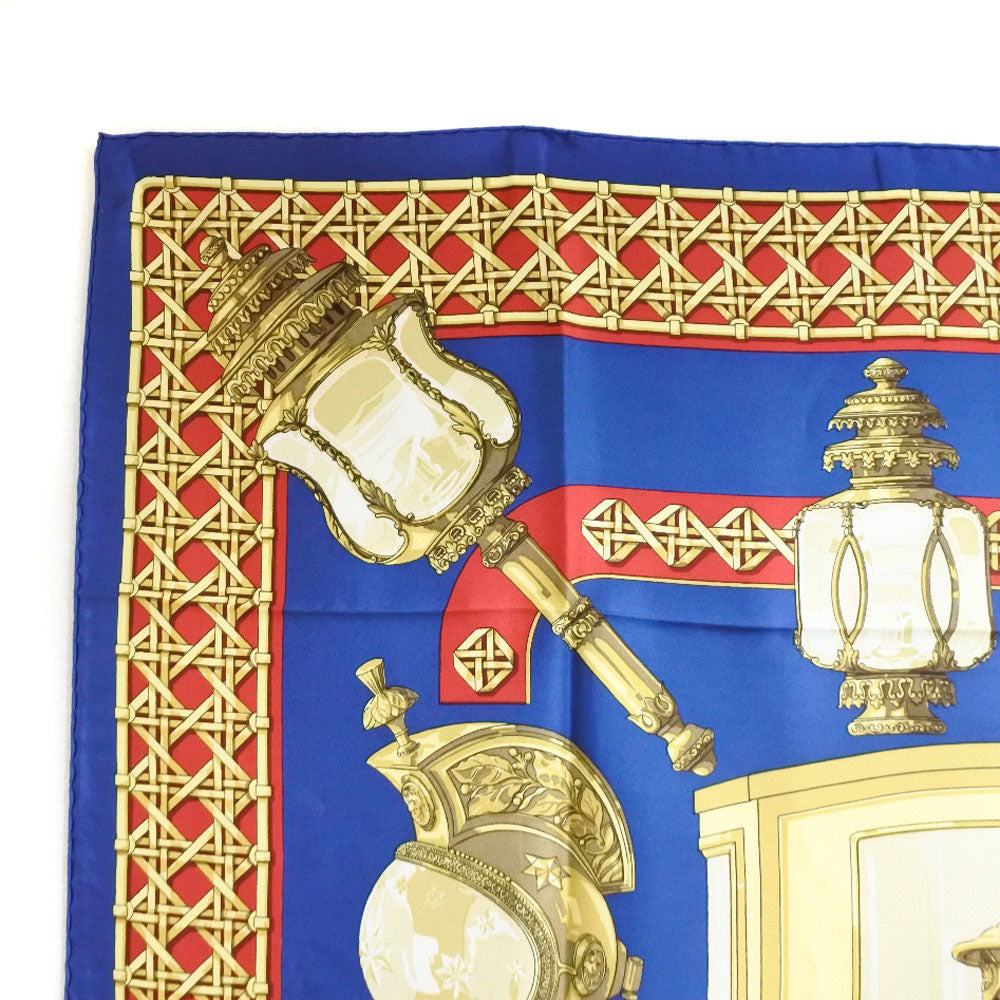 HERMES scarf silk Red / yellow / blue FEUX DE ROUTE Carre90 Women  d