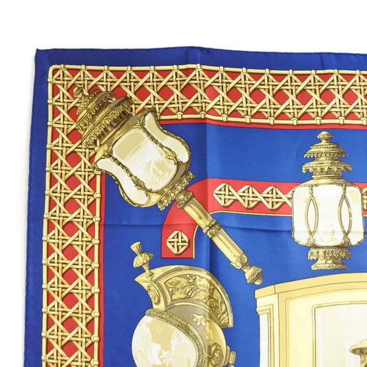 HERMES scarf silk Red / yellow / blue FEUX DE ROUTE Carre90 Women  d