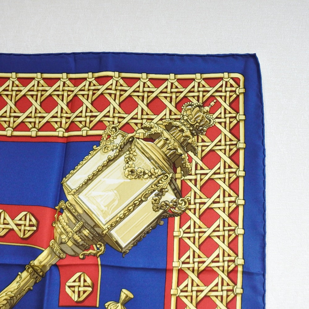 HERMES scarf silk Red / yellow / blue FEUX DE ROUTE Carre90 Women  d