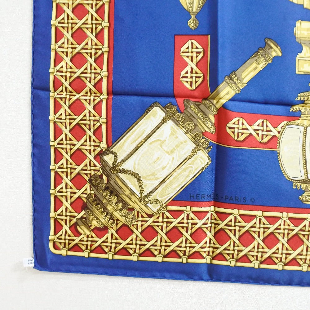 HERMES scarf silk Red / yellow / blue FEUX DE ROUTE Carre90 Women  d