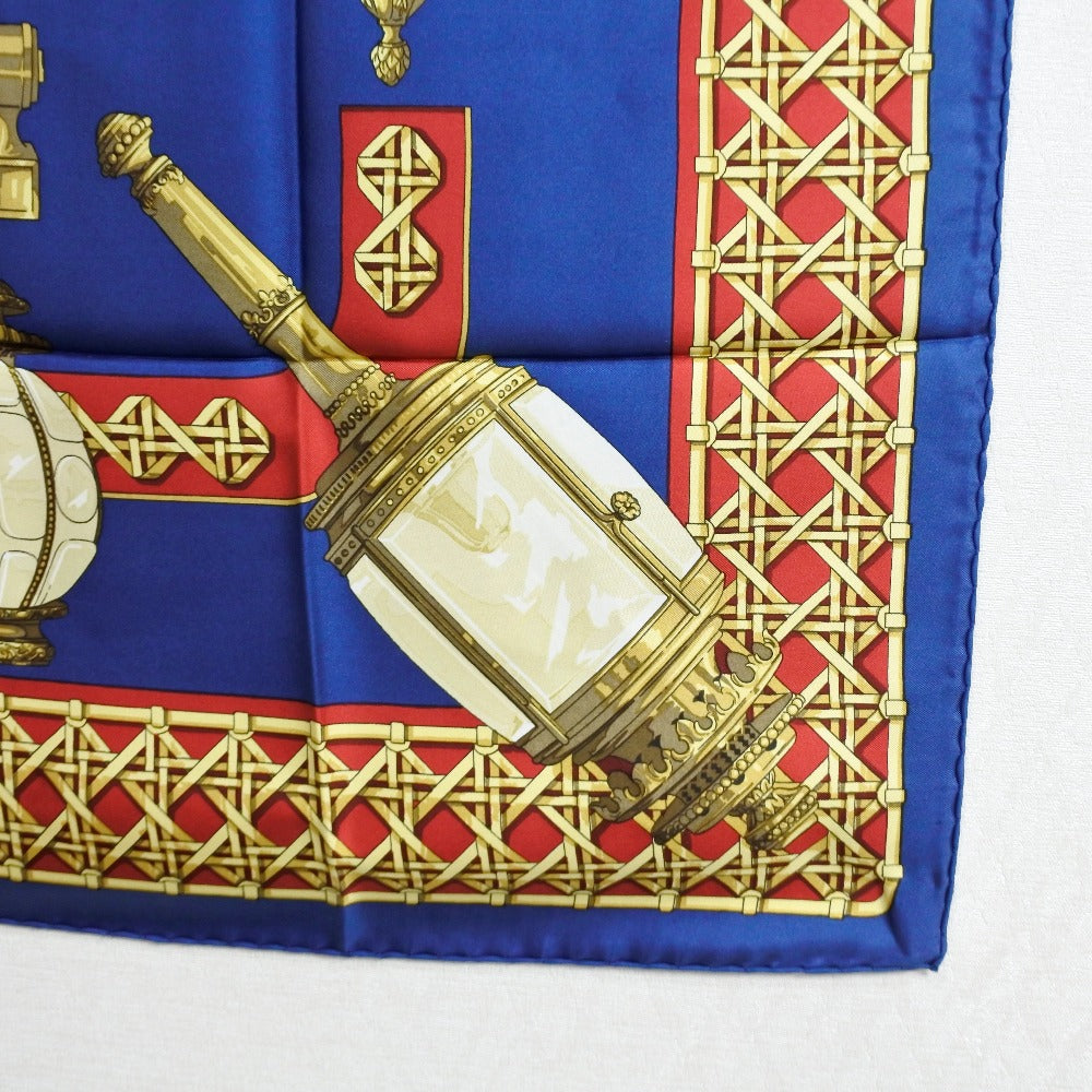 HERMES scarf silk Red / yellow / blue FEUX DE ROUTE Carre90 Women  d