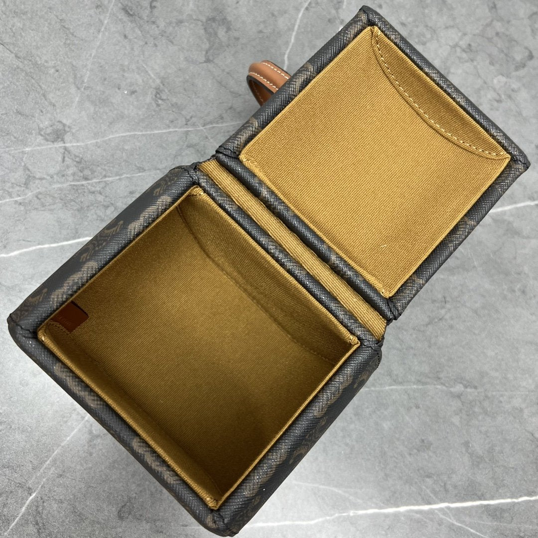 Top Quality Round Box Triomphe In Triomphe Canvas Tan For Women 5in/12cm