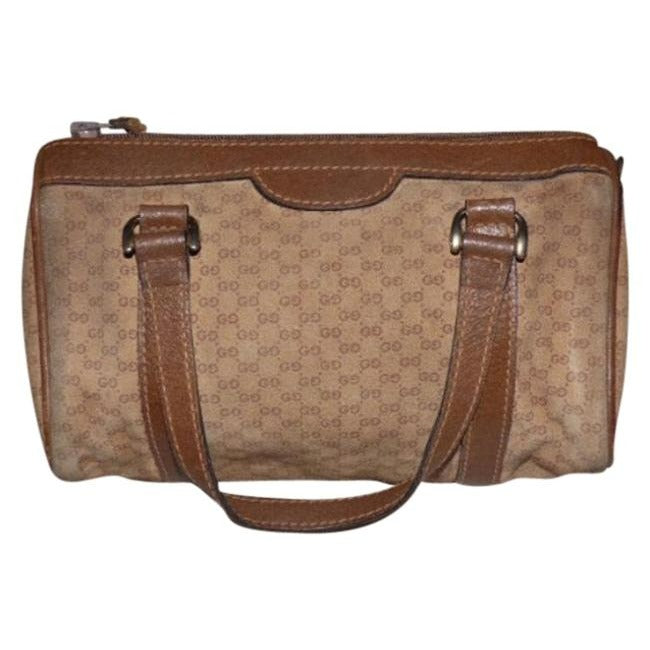Gucci   Shades Of Brown W Small G Logo Leather Suede Satchel