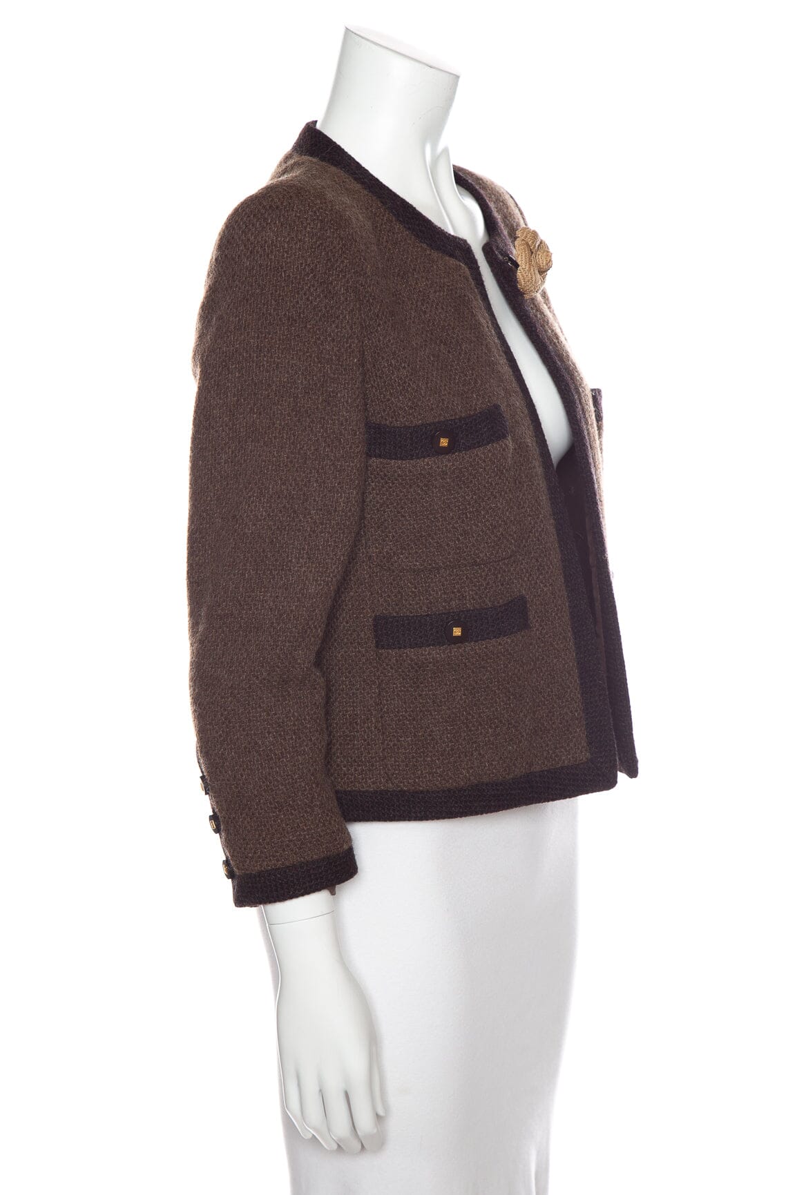 Chanel   1996 Autumn Taupe & Brown Tweed Blazer SZ 42