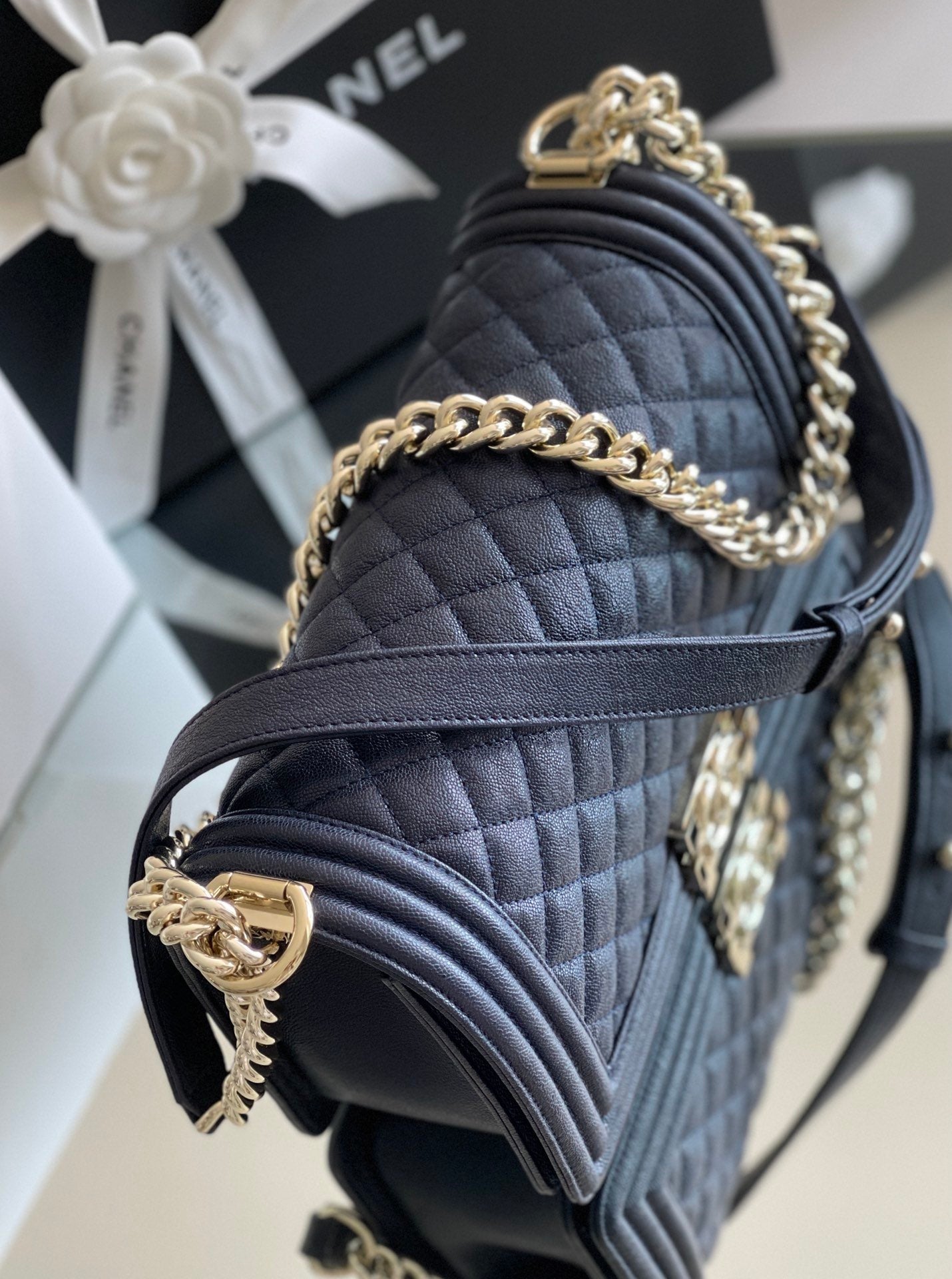 CHLMeTop Qualityum Boy Handbag Dark Blue For Women 9.8in/25cm A67086