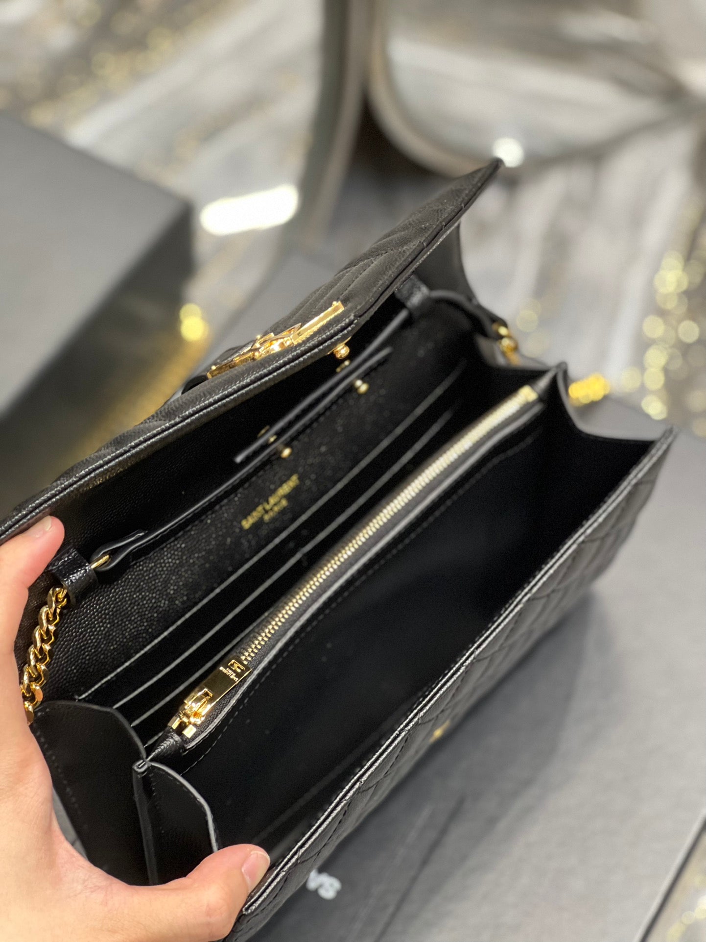 Top Quality Envelope Small Chain Bag Black For Women, Women’s Bags 8.6in/22cm YSL