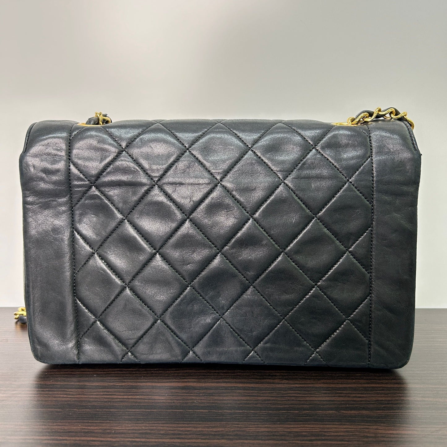 Chanel   Diana Medium Black Lambskin 24K Gold Flap Bag LB115955