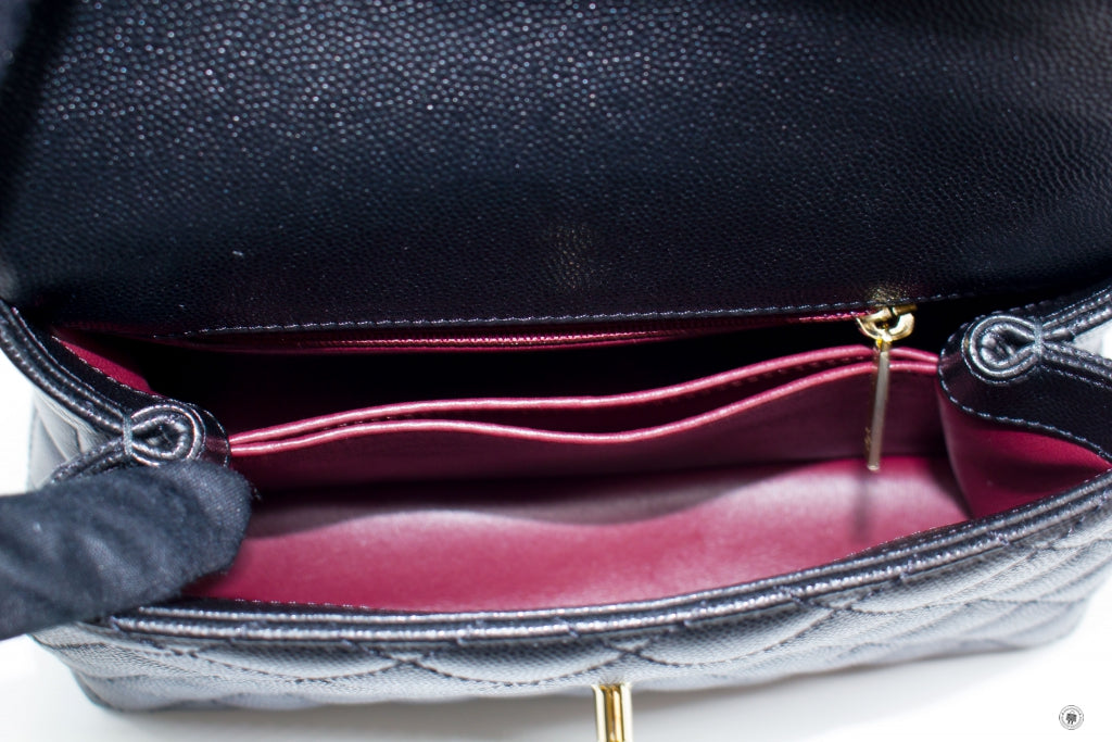 Chanel AB Coco Handle Black/burgundy Caviar Small Shoulder Bags Pbhw