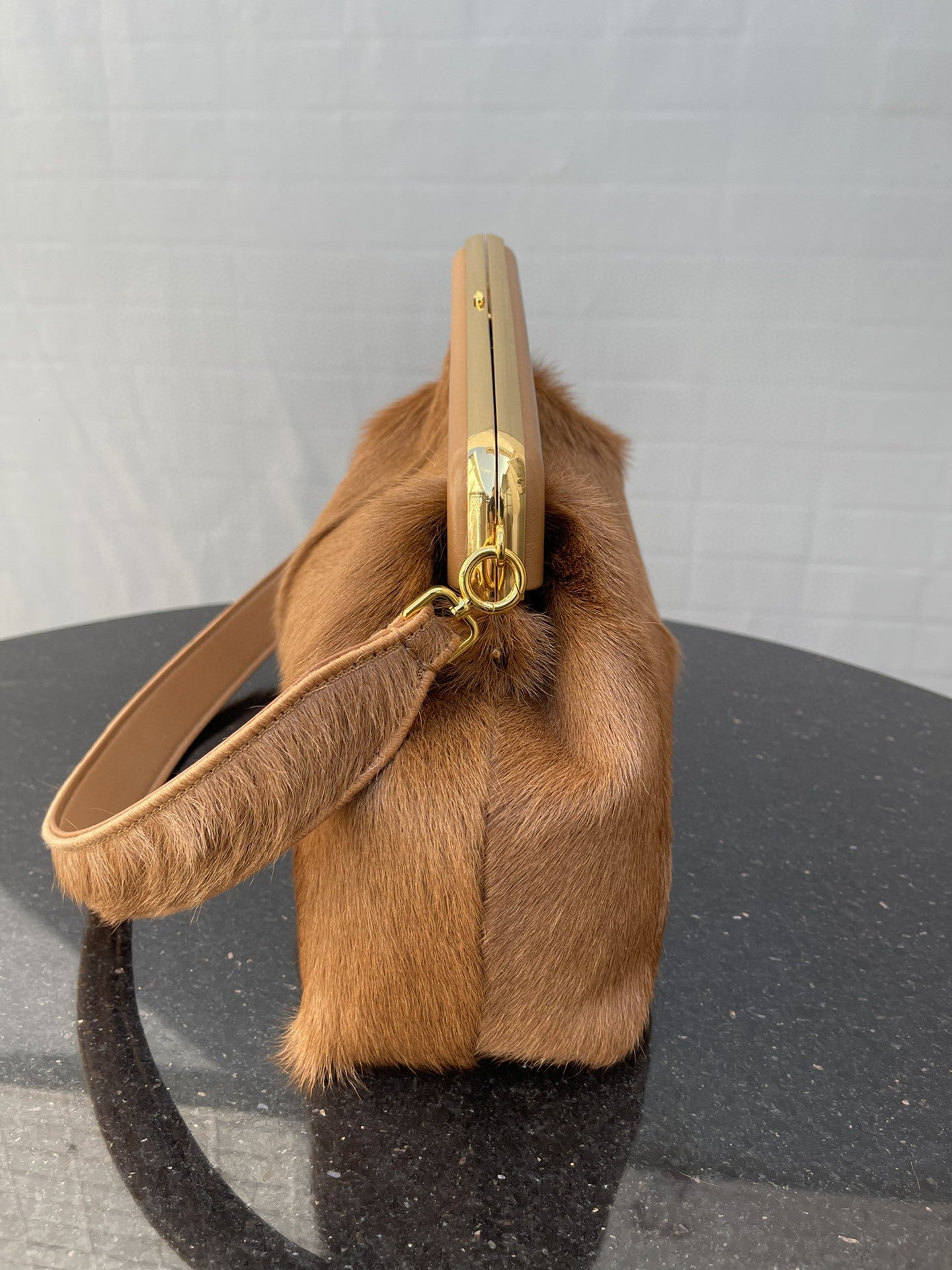 Top QualityTop Quality Top QualityTop Qualityrst Medium Brown Fox Fur Bag For Woman 32.5cm/13in