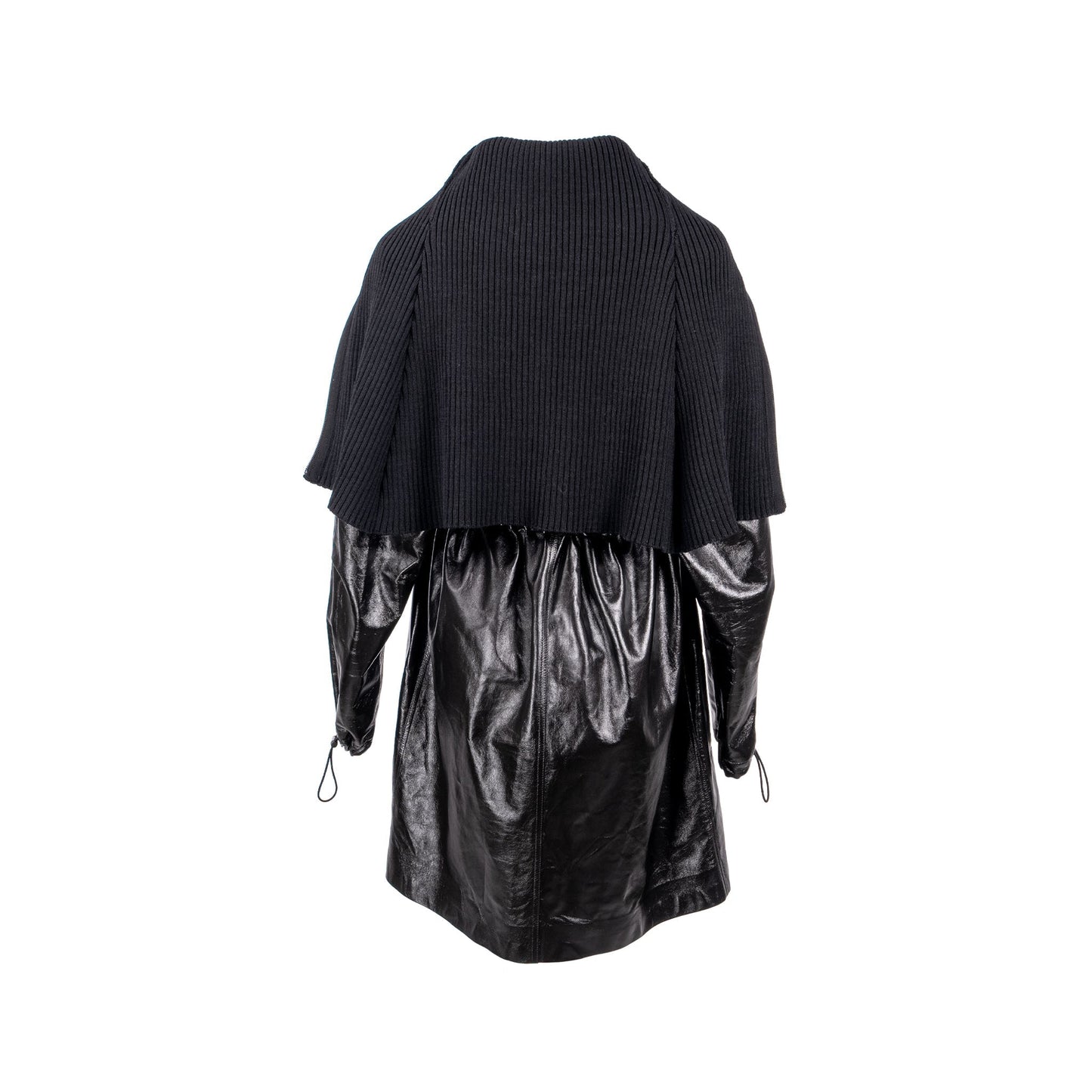 BOTTEGA VENETA Size Pre Fall 2020 Hooded Shell-trimmed Coat Shiny Lambskin Black