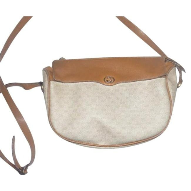 Gucci   Camel Small G Logo Print On Ivory Coated Canvas And Camel Leather