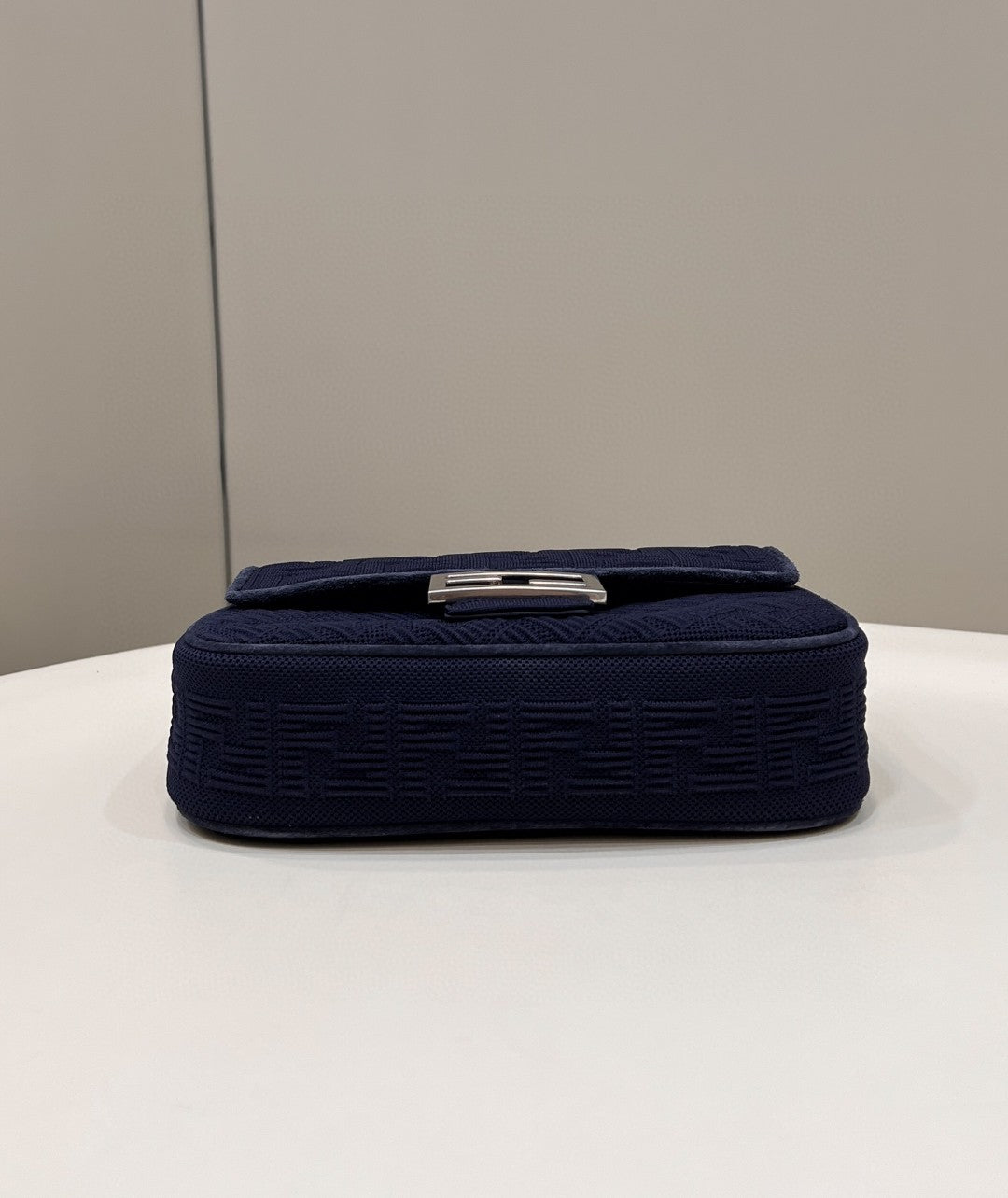 Top QualityTop Quality Baguette Chain Midi Navy Blue FF Fabric Bag For Woman 14.5cm/6in