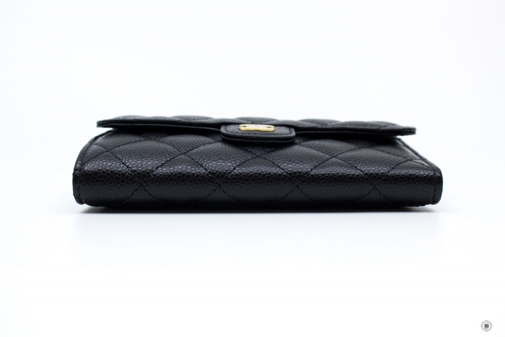 Chanel APY Classic Flap Wallet Black / C Caviar Short Wallet Ghw