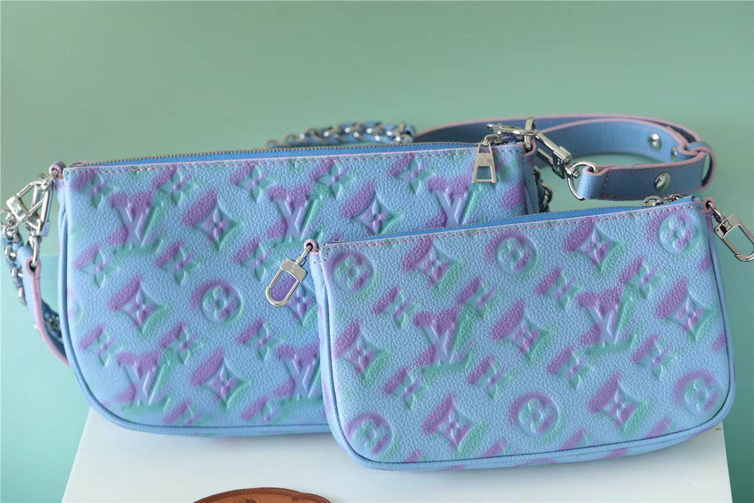 Top Quality Multi Pochette Accessoires Monogram Empreinte Blue For Women, Womens Handbags 9.4in/24cm Top Quality 
