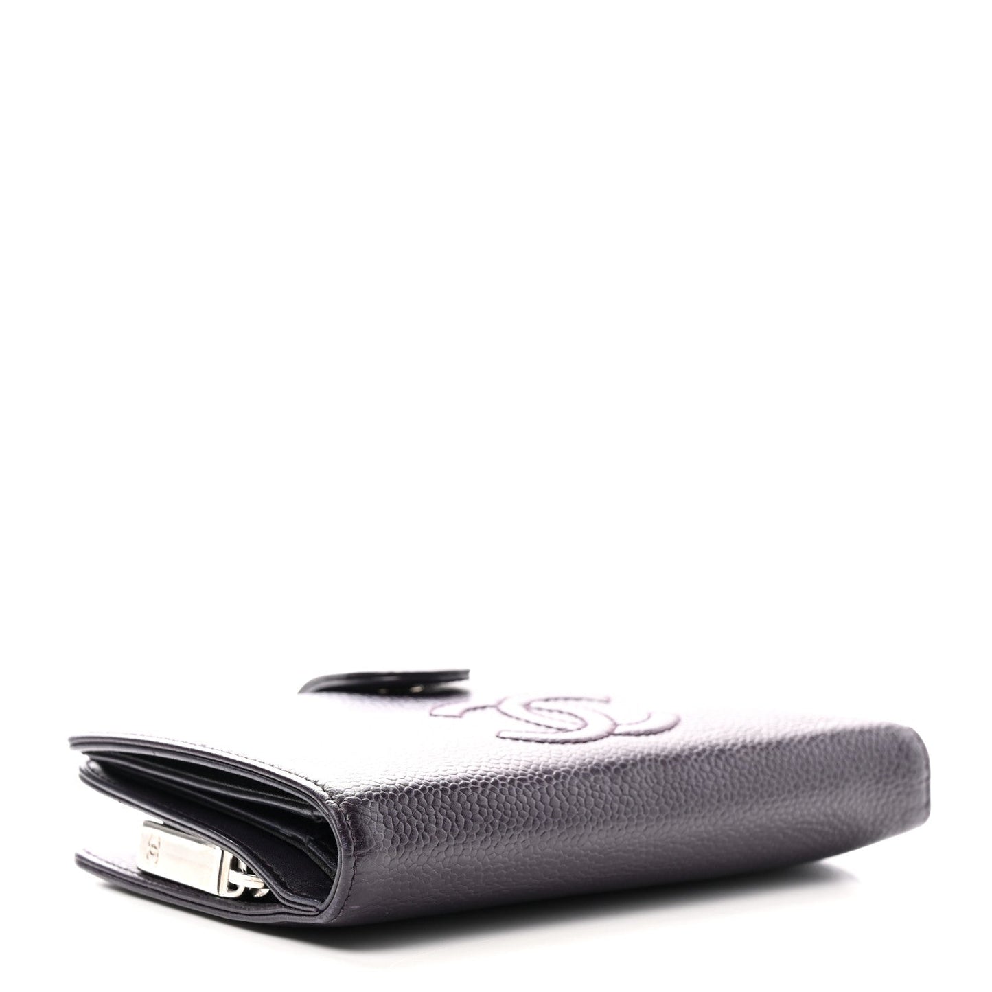 Chanel Caviar Timeless CC Zipped Pocket Wallet Dark Purple