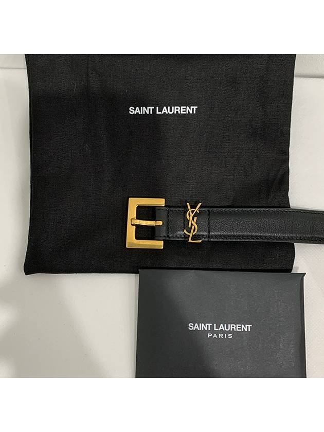 Luxury Saint Laurent Trending 2025 Monogram Square Leather Belt Black