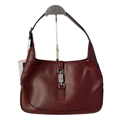 Gucci Jackie   Medium Burgundy Leather Silver Hardware