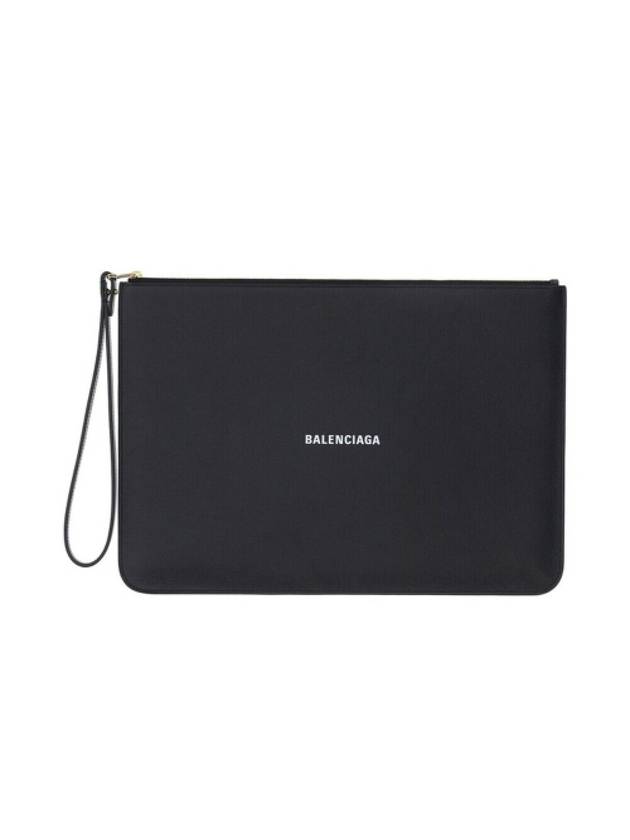 Luxury Balenciaga Trending 2025 Logo Strap Cash Large Clutch Bag Black
