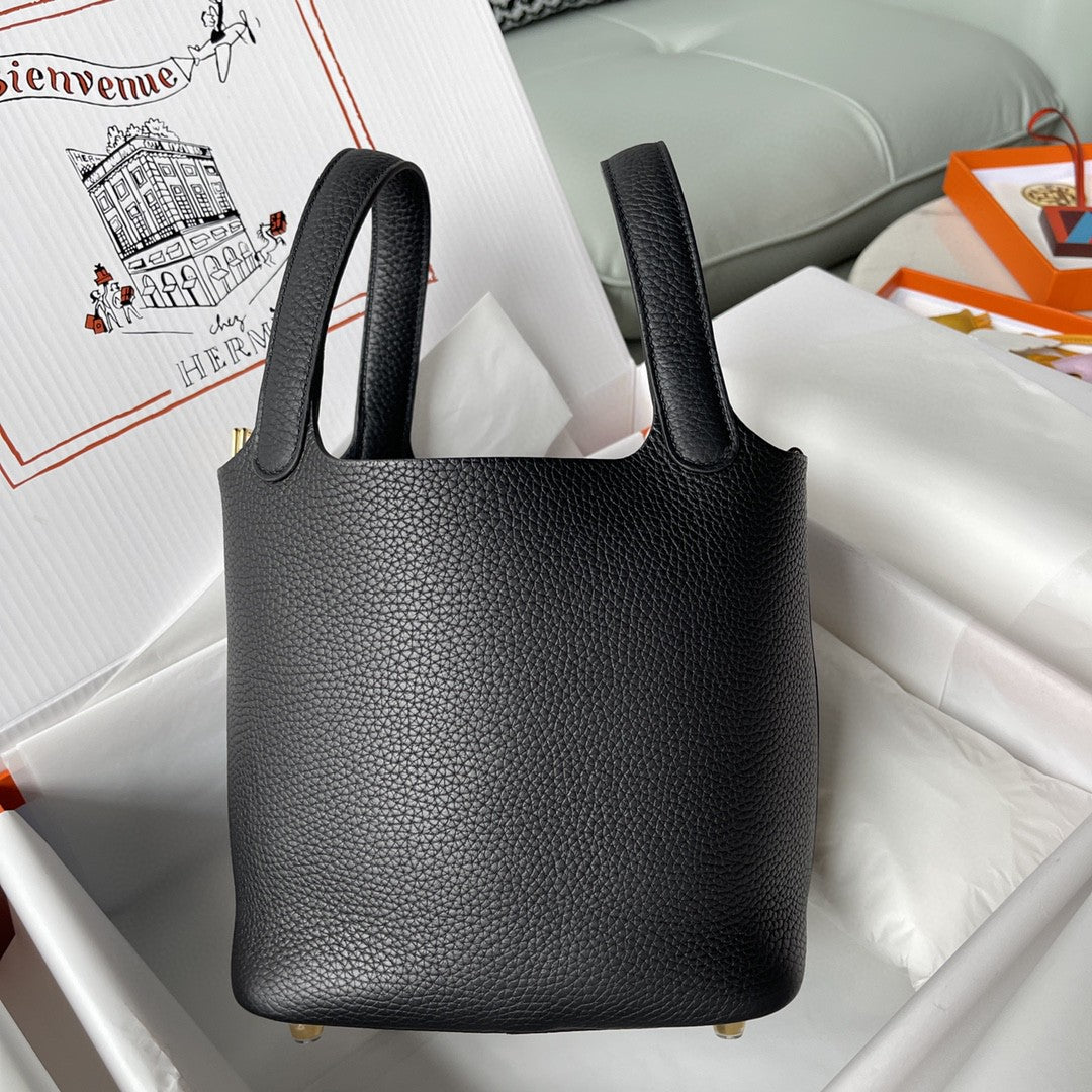 Top Quality Picotin Lock 18 Bag Black For Women, Handbags 7.1in/18cm