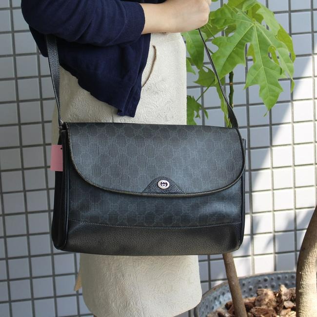 Gucci   Black Large G Logo Print Coated Canvas And Black Leather Hobo Bag