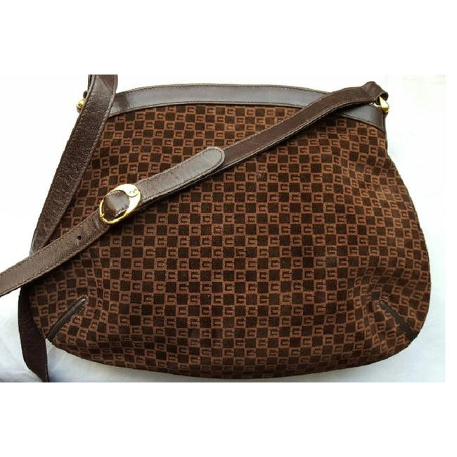 Gucci   Brown Leather And Gg Leather Hobo Bag