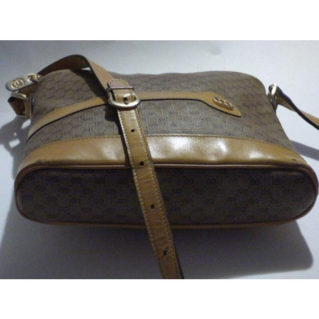 Gucci   Purses Shades Of Brown Leather Coated Canvas Crossbody Bag