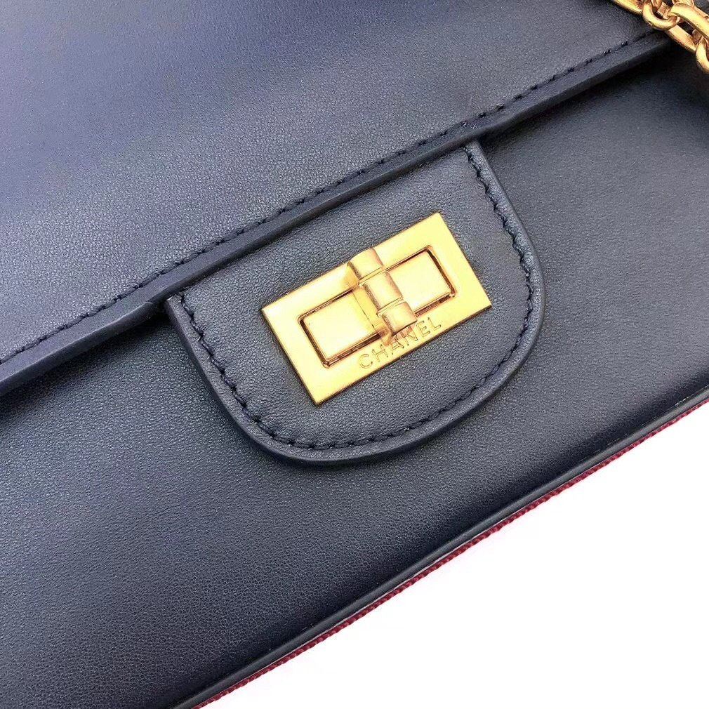 CHLMaroon Medallion Nude Reissue 2.55 Classic 225 Flap Navy Blue Bag For Women 24cm/9in