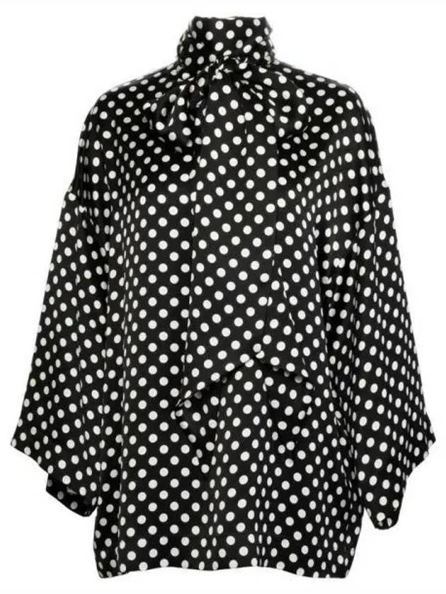 Luxury Saint Laurent Trending 2025 Polka Dot Bow Satin Blo  Black