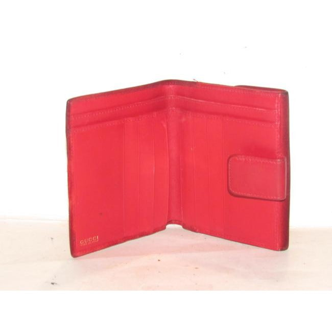 Gucci Red Suede & Leather Wallet With Gold Horse-bit