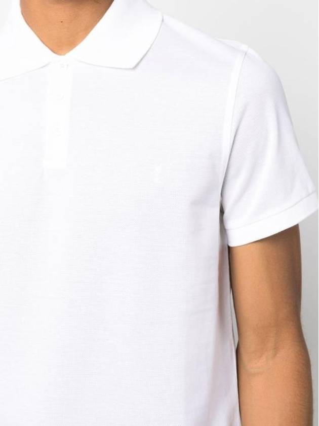 Luxury Saint Laurent Trending 2025 Men's Monogram Cotton Short Sleeve Polo Shirt White