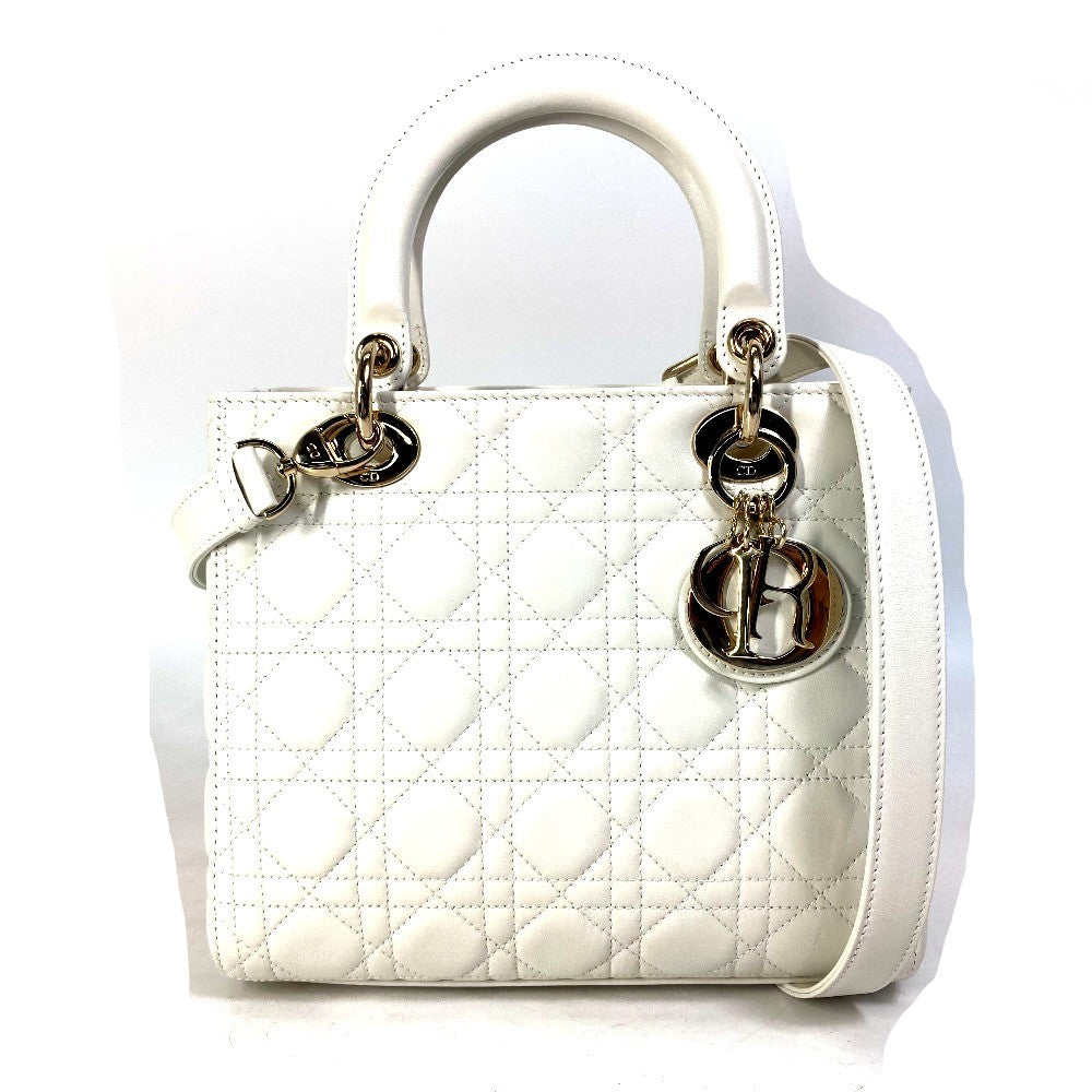 Dior Handbag M0565ONGE_M030 lambskin white LADY DIOR Lady Dior Canage Women