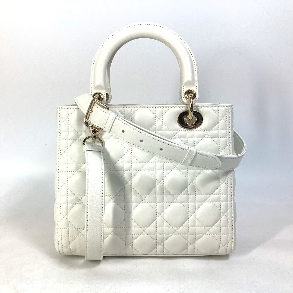 Dior Handbag M0565ONGE_M030 lambskin white LADY DIOR Lady Dior Canage Women
