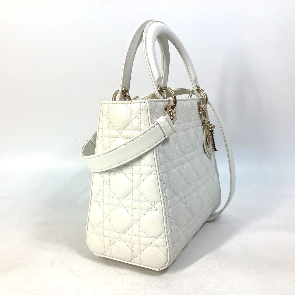 Dior Handbag M0565ONGE_M030 lambskin white LADY DIOR Lady Dior Canage Women