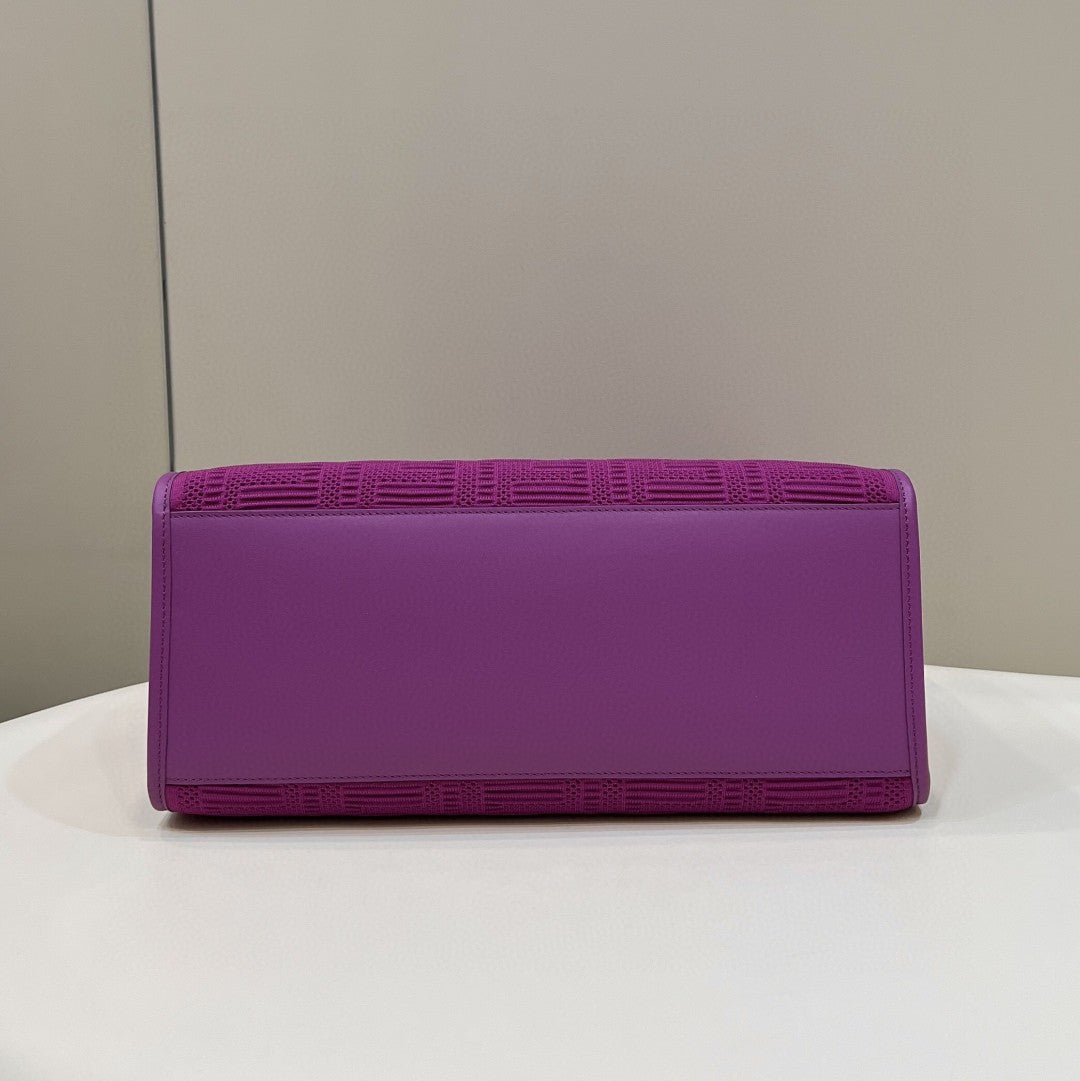 Top QualityTop Quality Sunshine Medium Purple FF fabric shopper Bag For Woman 31cm/12in 8BH386AHWCF037T