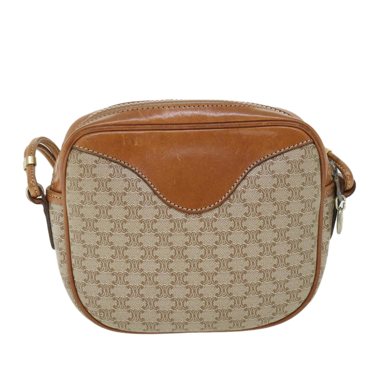 Luxury CELINE Macadam Canvas Shoulder Bag Beige  54801