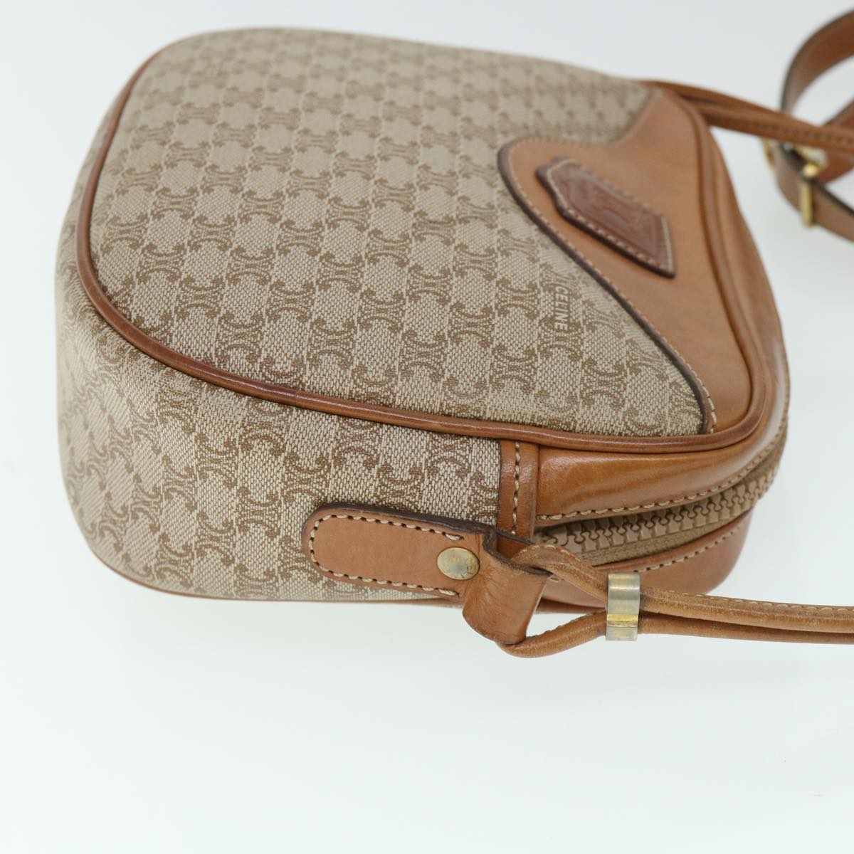 Luxury CELINE Macadam Canvas Shoulder Bag Beige  54801