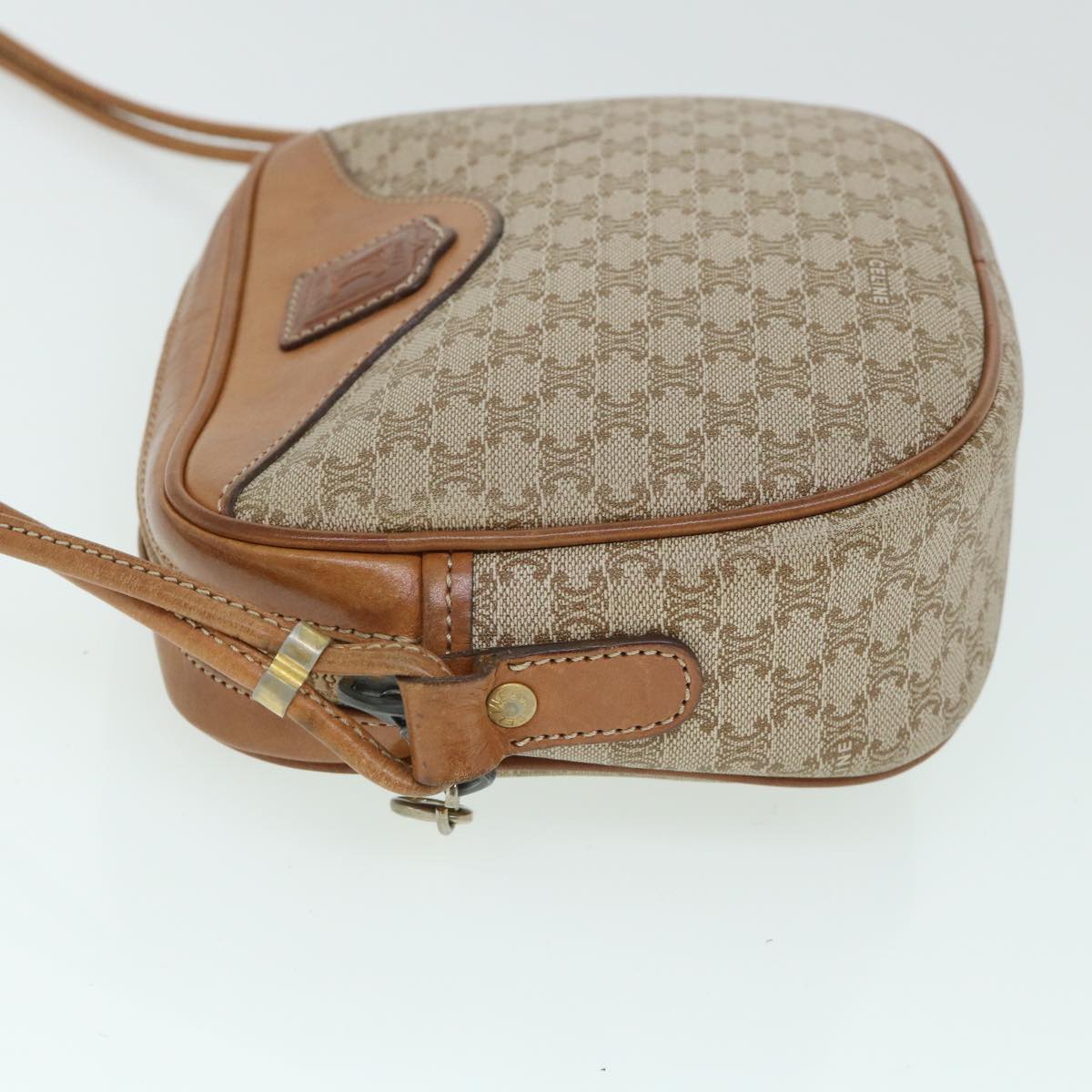 Luxury CELINE Macadam Canvas Shoulder Bag Beige  54801