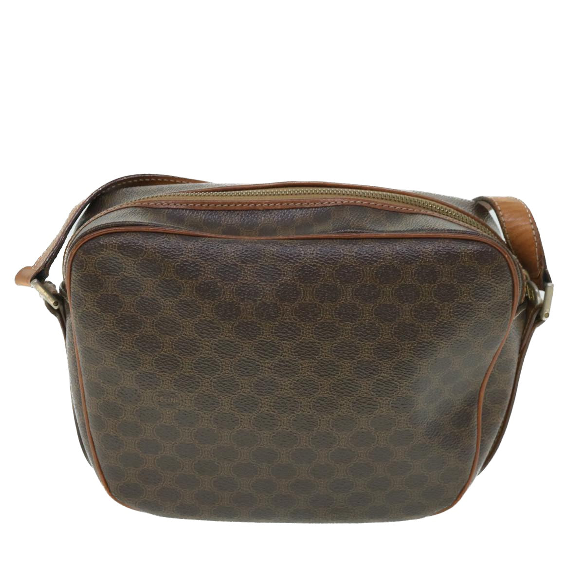 Luxury CELINE Macadam Canvas Shoulder Bag PVC Leather Brown  54913