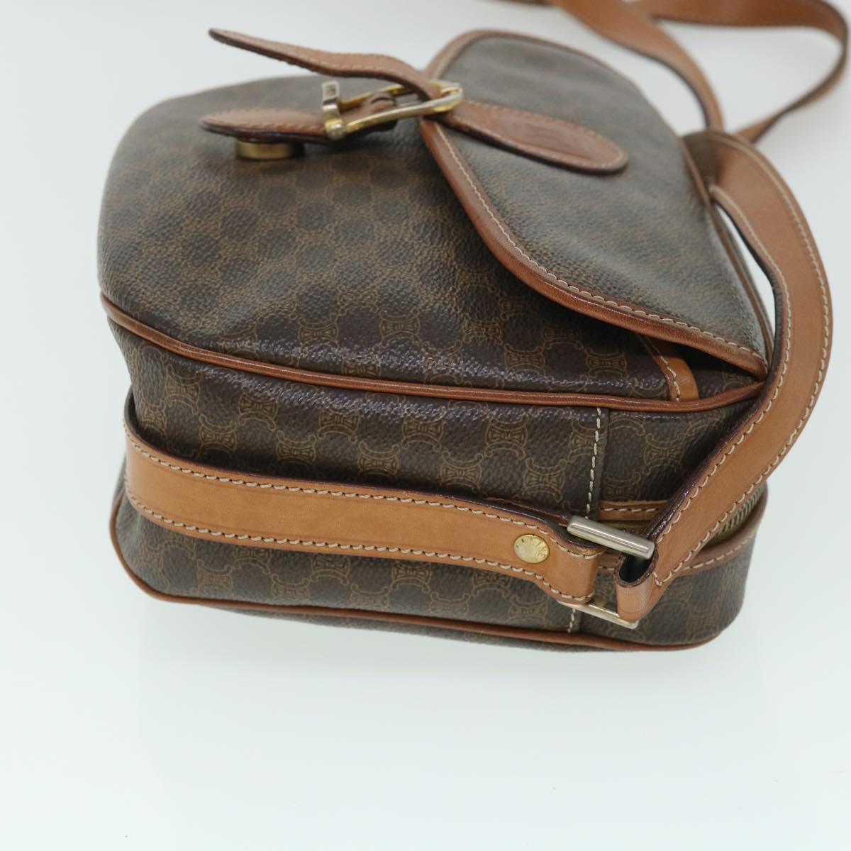 Luxury CELINE Macadam Canvas Shoulder Bag PVC Leather Brown  54913