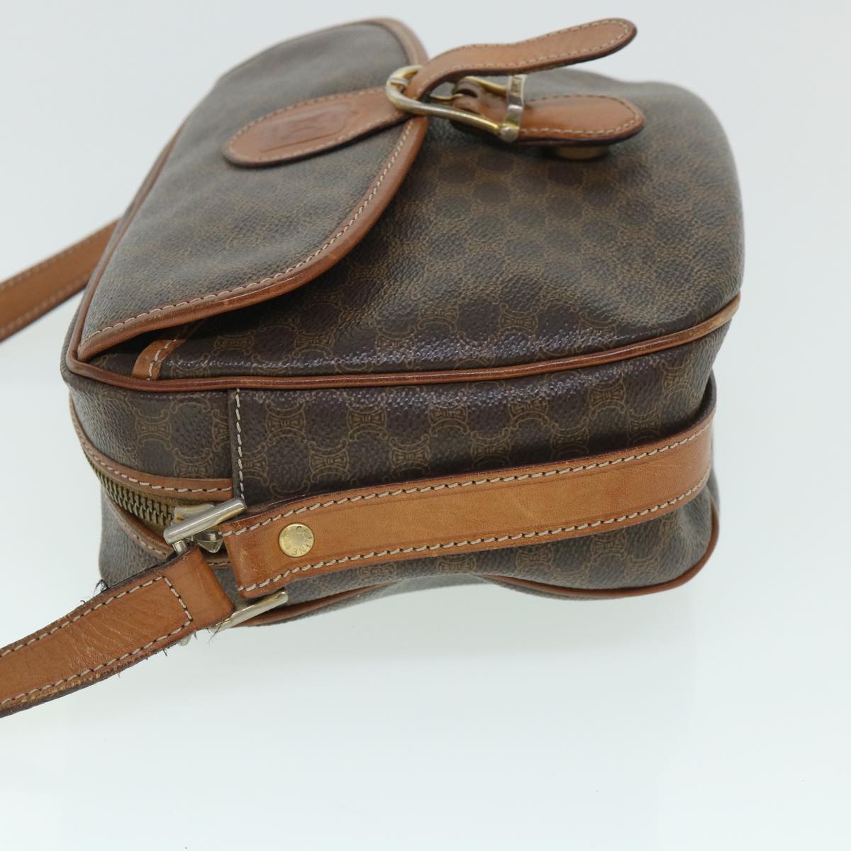 Luxury CELINE Macadam Canvas Shoulder Bag PVC Leather Brown  54913