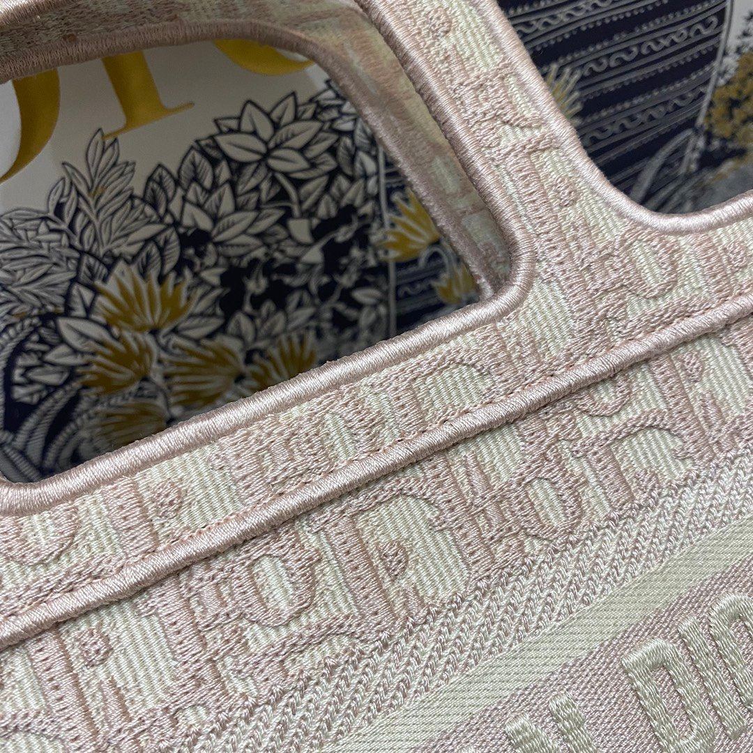 Top Quality Mini Book Tote Rose Des Vents Oblique Embroidery, Light Pink, For Women Womens Handbags, 23cm CD