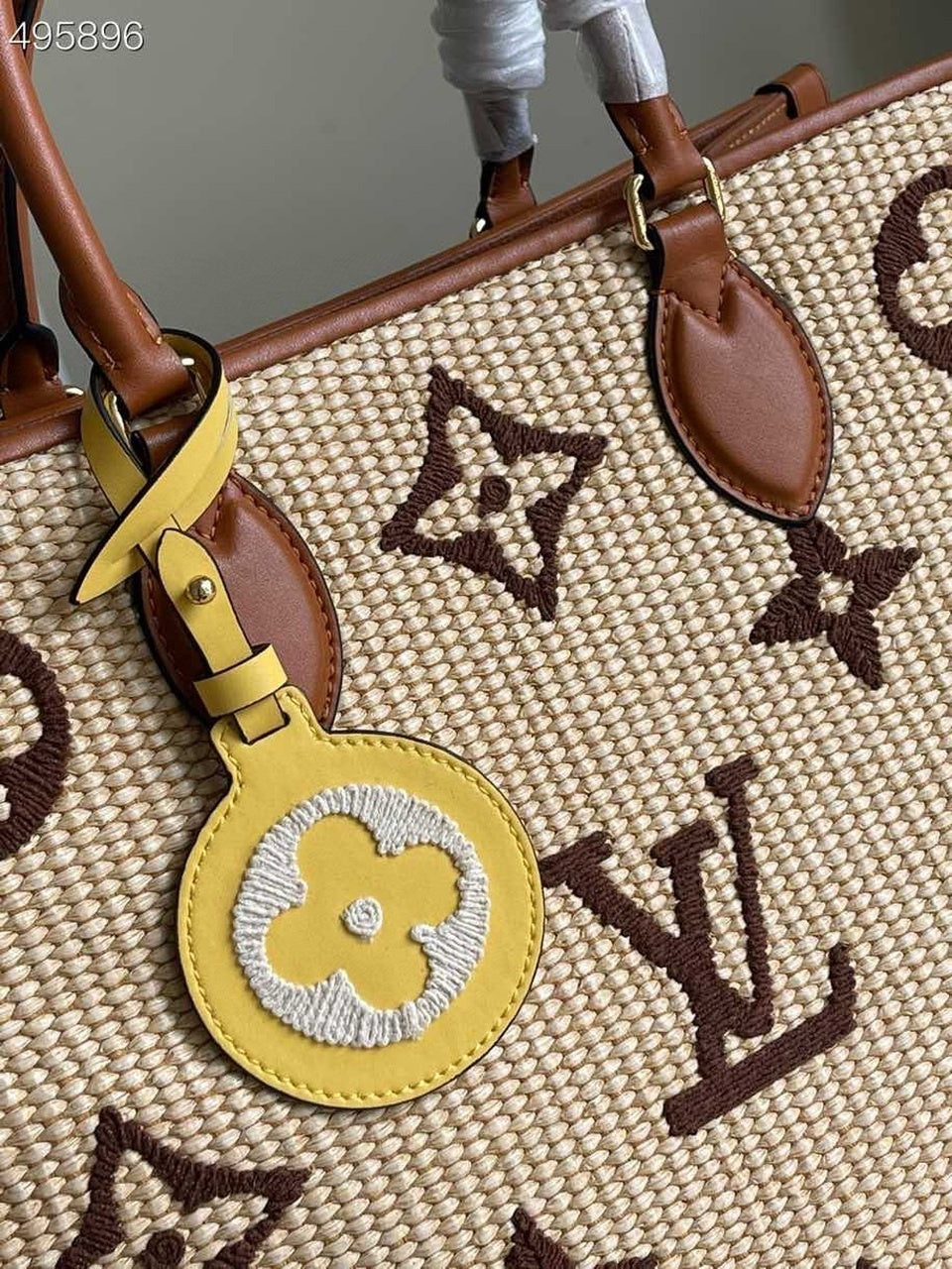 Top Quality OnTheGo MM Tote Bag Monogram Raffia Tan For Women, Womens Handbags, Shoulder Bags 13.8in/35cm Top Quality M57707