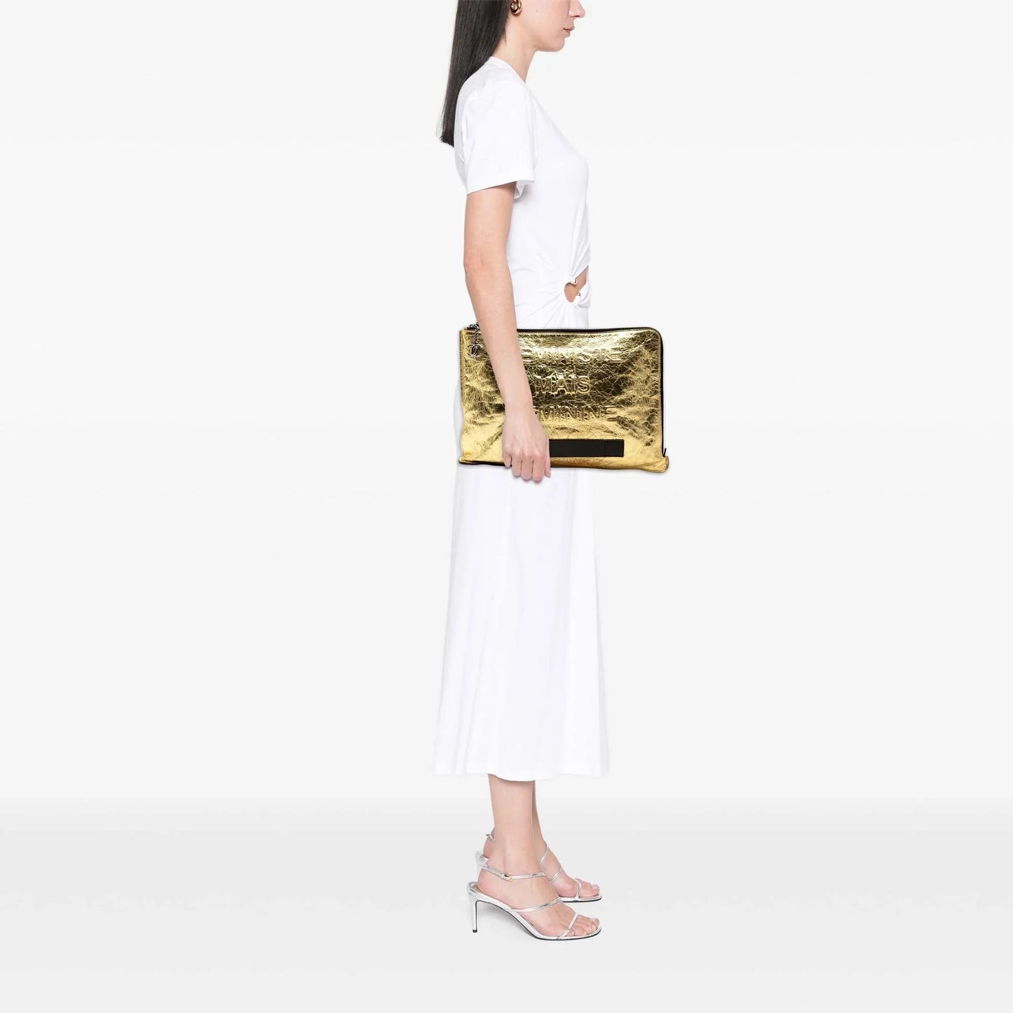 Gold Chanel Metallic Crinkled Calfskin Feministe Mais Feminine Pouch Clutch Bag